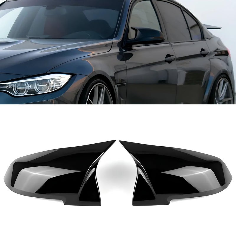 GSRECY Door Side Wing Rearview Mirror Cover Cap Compatible with BMW F20 F21 F87 M2 F23 F30 F36 X1 E84 Gloss Black - M4 Style (Pack of 2) - Image 2